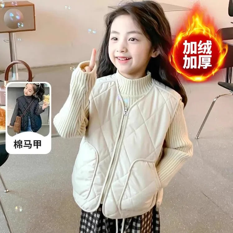 2024秋冬男女童加绒马甲韩版儿童时髦坎肩宝宝外穿背心潮