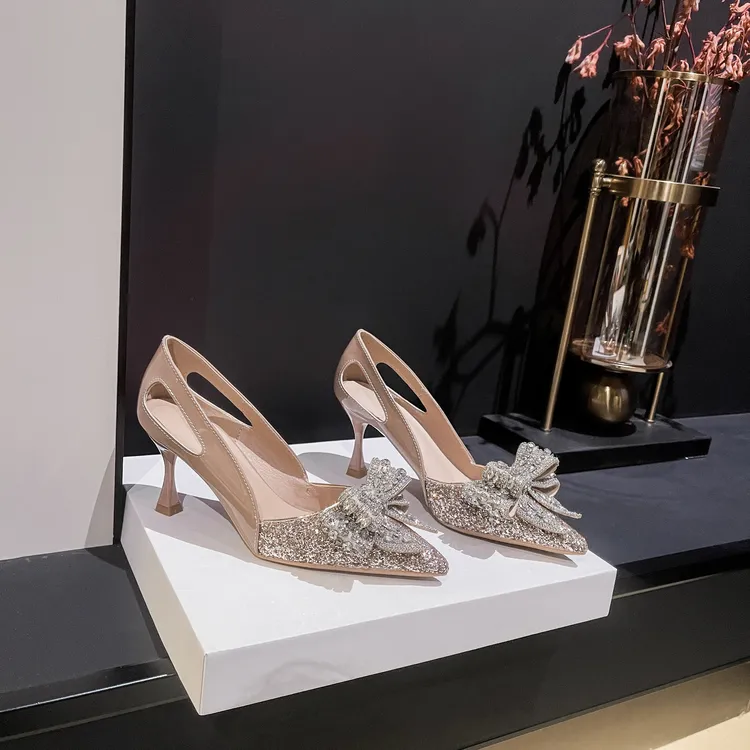 2024年新款百搭气质浅口高跟鞋女鞋时尚尖头春季夏季小众跟鞋职业