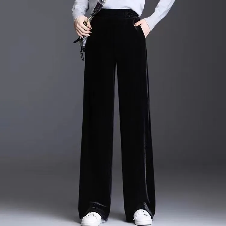 Z006（—180斤）丝绒女高感显瘦百搭裤长裤修身衣服时尚直筒裤