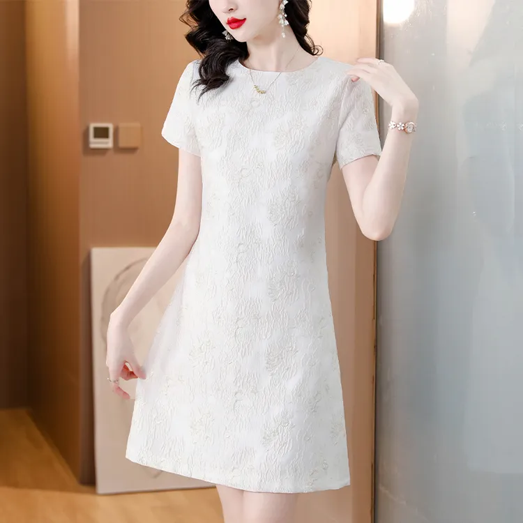 tywf6158时尚提花高级感连衣裙女新款法式气质减龄百搭显瘦A字裙