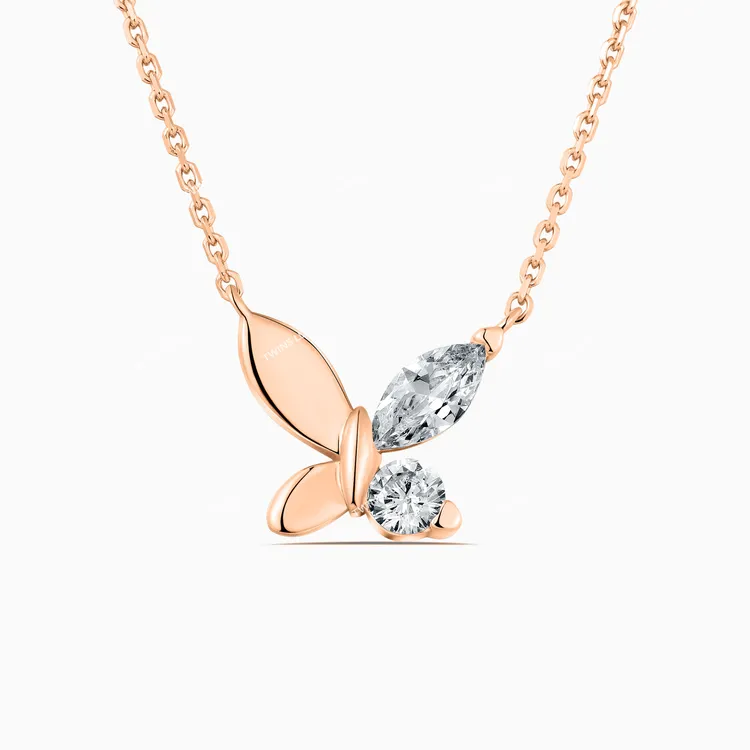 坠链均925银合成锆石 【夏日新品】优雅贵气感蝴蝶项链TSJ9732