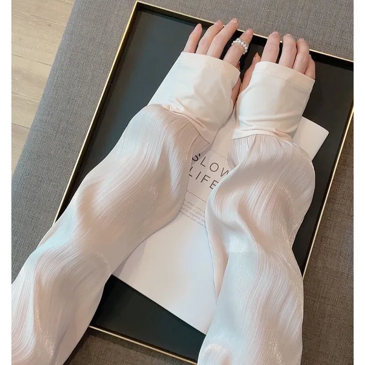 高品质名媛风夏季防晒袖套女洋气不起球隔热手袖开车骑行护袖冰袖