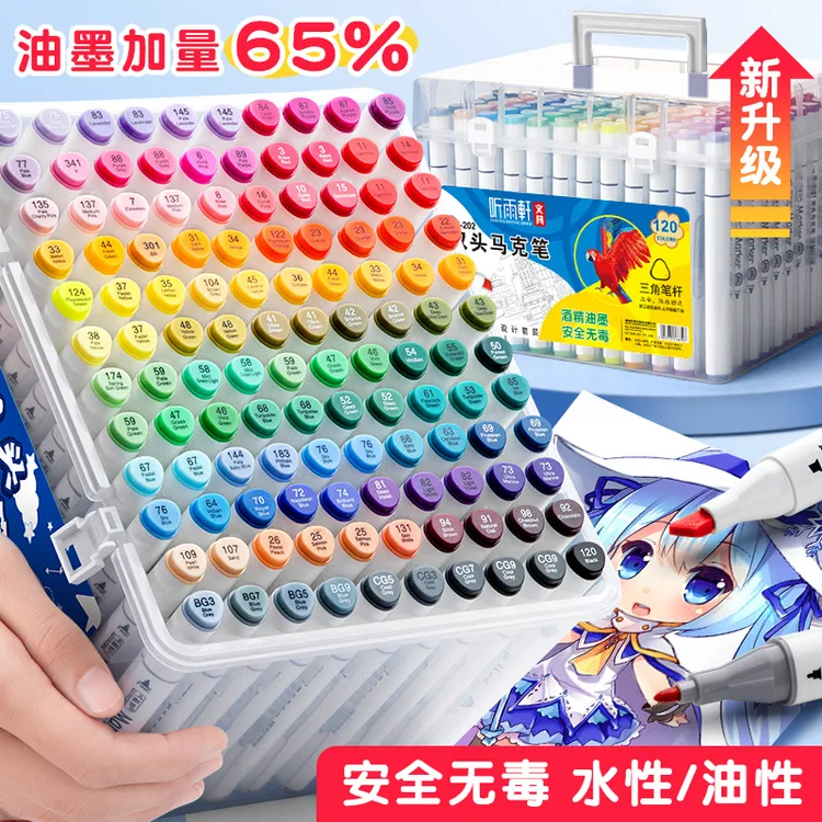 双头马克笔套装水性简约学生动漫美术生专用彩笔勾线