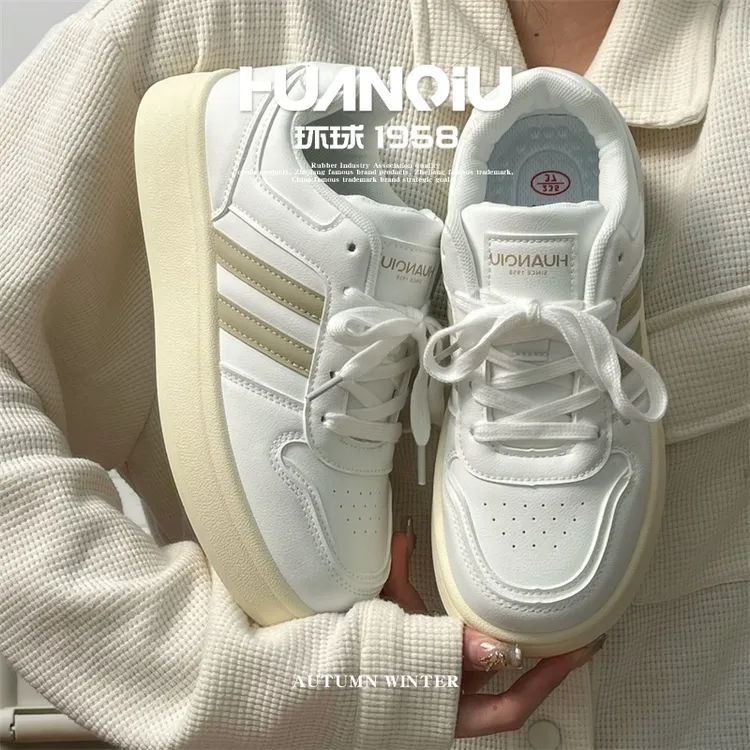 HUANQIU/环球百搭小白鞋女2025新款经典学生复古女鞋小众时尚潮鞋