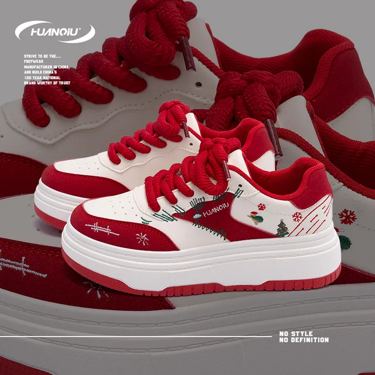 HUANQIU/环球高颜值百搭厚底板鞋女鞋2025新款校园风舒适休闲鞋女