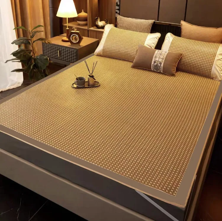 白玉藤双面凉席反面冰丝席可折叠