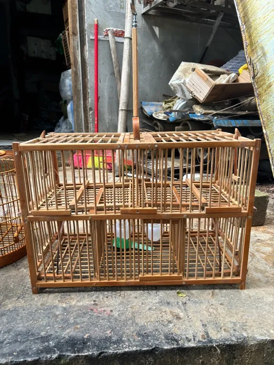 手工竹制画眉八哥嘹哥四门防风编织斑鸠安笼子长48高36宽26专用安