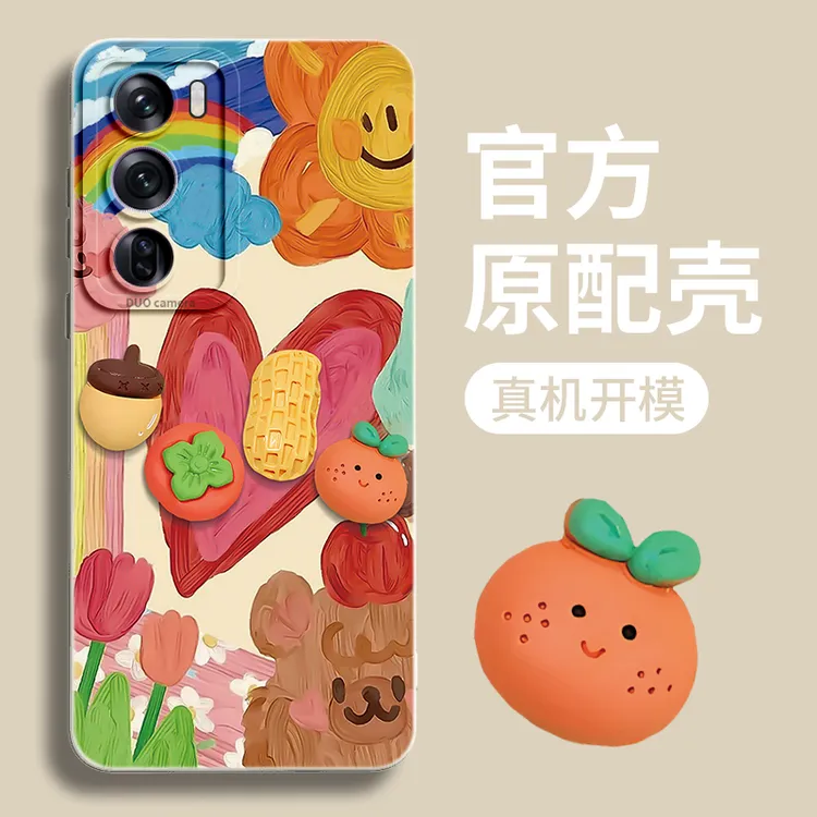 杨幂同款适用于opporeno12手机壳OPPO系列卡通全包insReno12液态