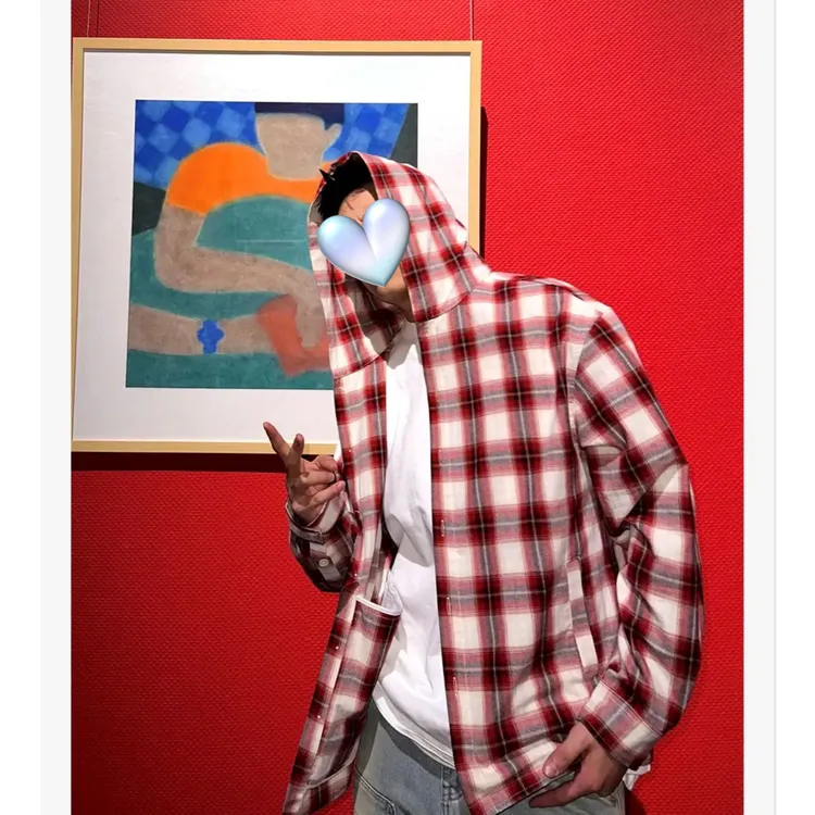 美式复古格子衬衫百搭秋冬宽松休闲长袖上衣衬衣情侣格子衫男款