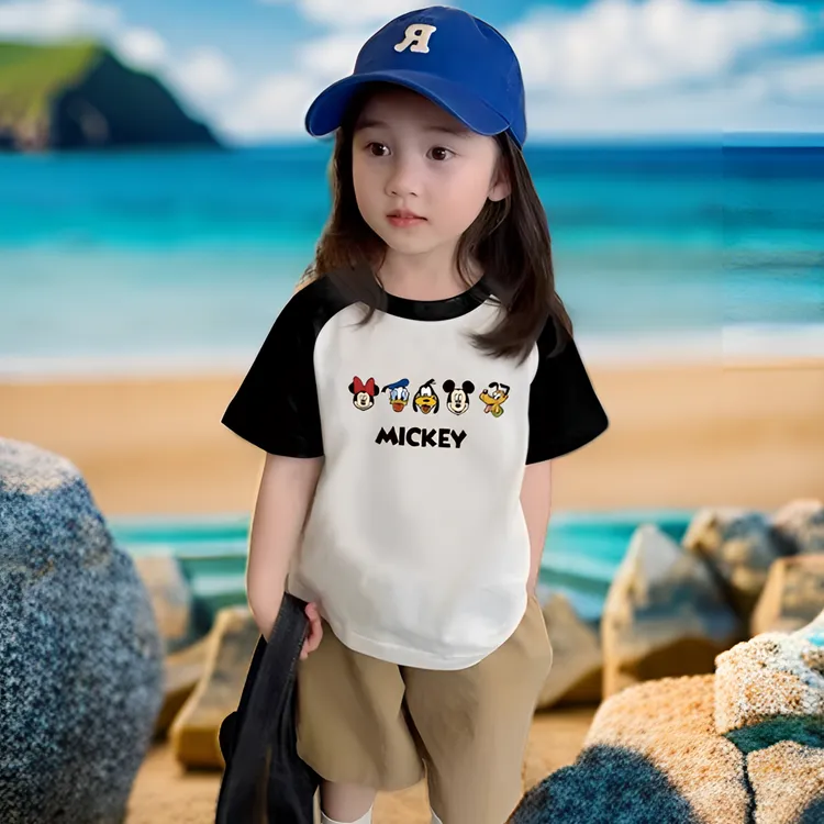 男小童夏季纯棉T恤儿童装短袖洋气米奇米老鼠小女孩宝宝半袖上衣
