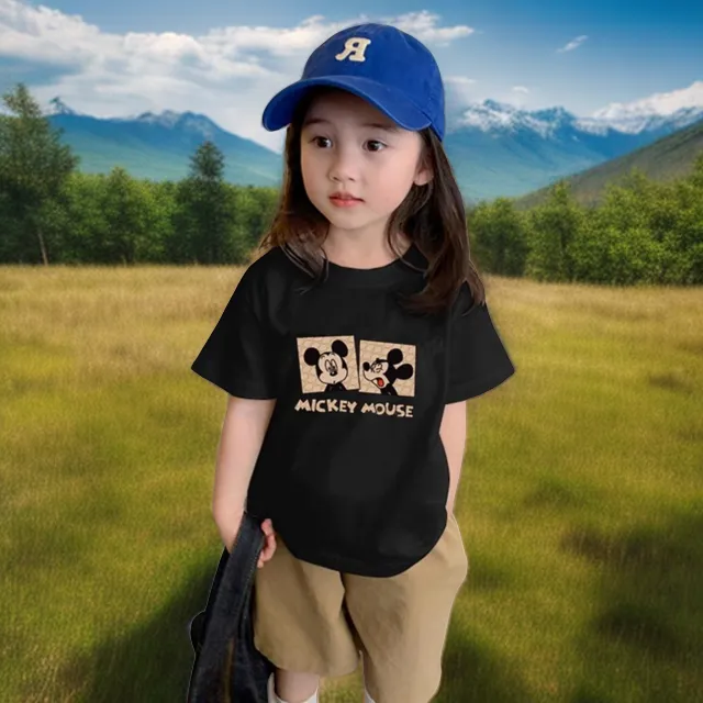 100%纯棉儿童短袖T恤女童上衣男童打底衣小女孩洋气宽松中大童夏