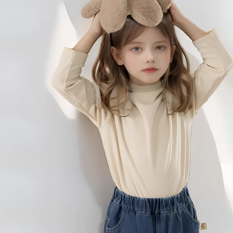 德绒儿童长袖打底衫女童秋冬季小女孩内搭T恤保暖显瘦童装上衣服