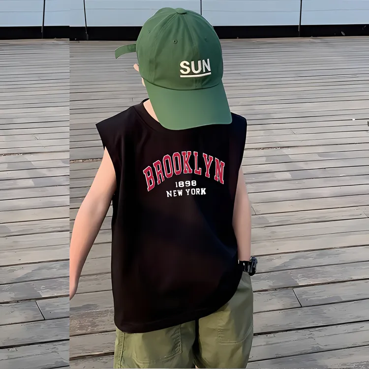 纯棉男女童背心儿童装外穿无袖T恤夏季薄款宝宝中大童休闲运动潮