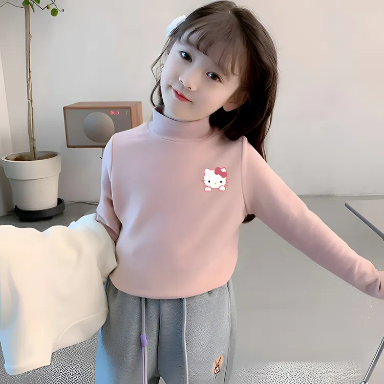 德绒儿童衣服长袖打底衫内搭女童装秋冬宝宝中大童半高领保暖上衣