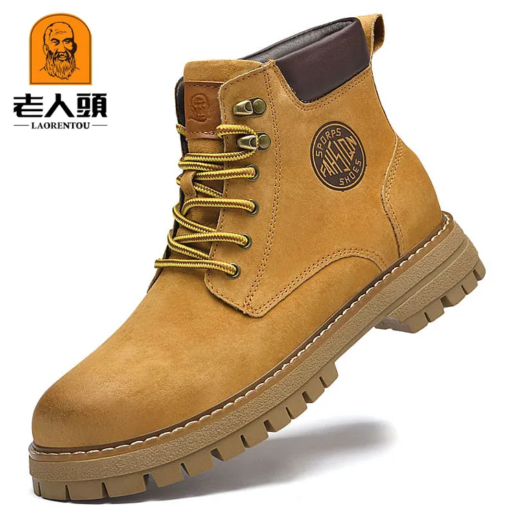 老人头马丁靴男冬季加绒保暖英伦风时尚潮流百搭复古大黄靴棉鞋男