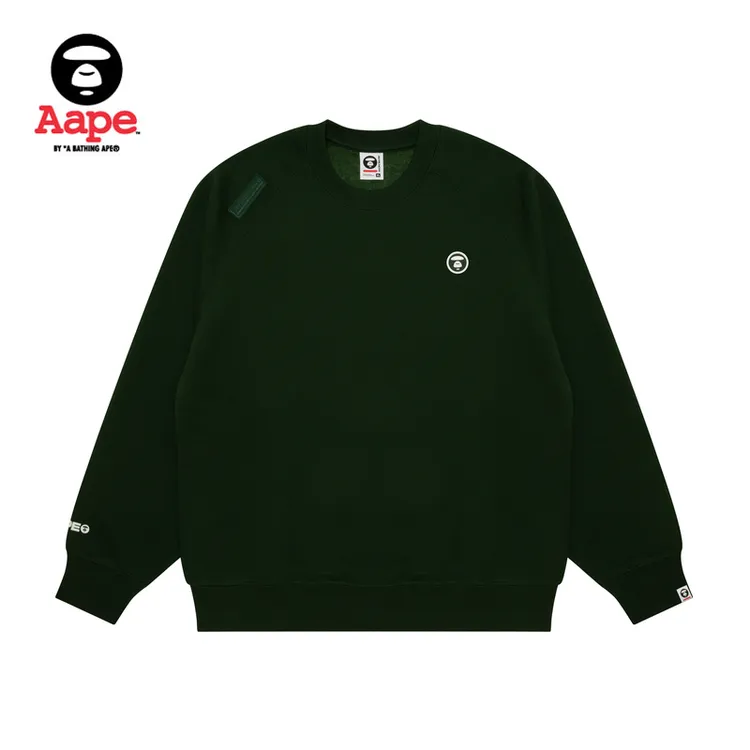 Aape旗舰店男装秋冬猿人徽章字母发泡印花厚绒圆领卫衣B319XXN