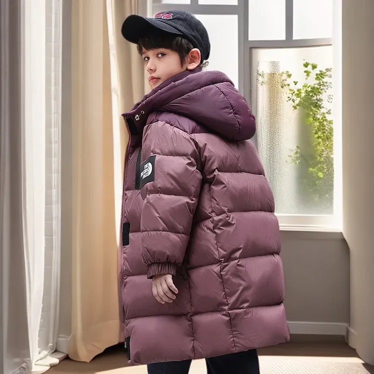 儿童羽绒服男童中长款白鸭绒冬装2025新款洋气中大童加厚保暖童装