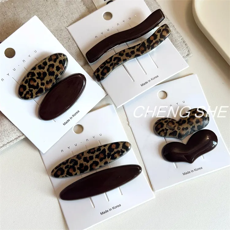 秋冬复古豹纹侧边发夹女2024新款高端刘海夹半扎发卡子一字夹头饰