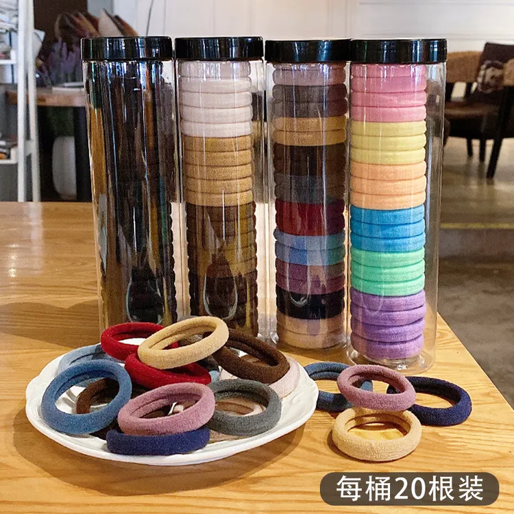 布艺发饰 韩版20条罐装高弹力发绳皮筋女高马尾扎头不伤发无接缝