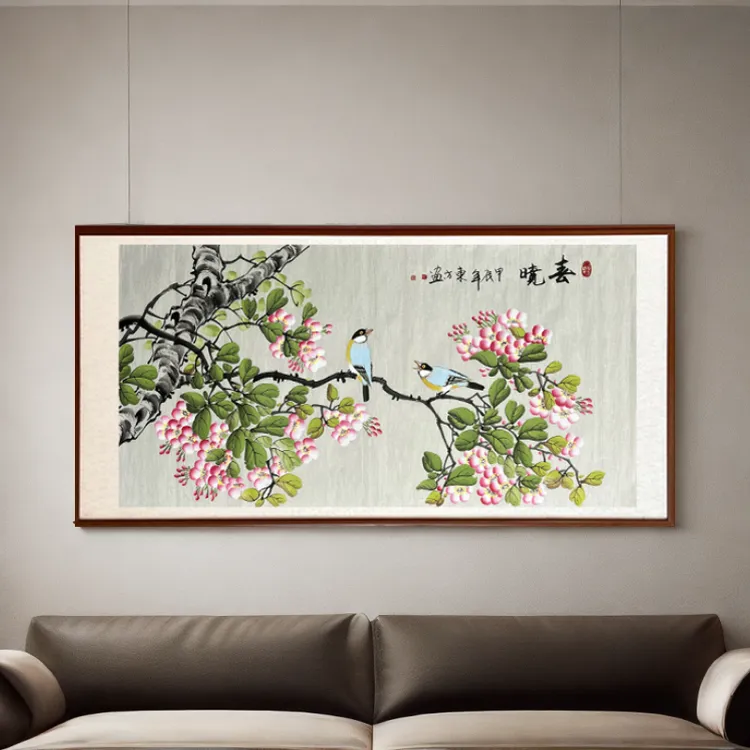 孙献良老师花鸟作品春晓图花鸟画玄关客厅装饰画