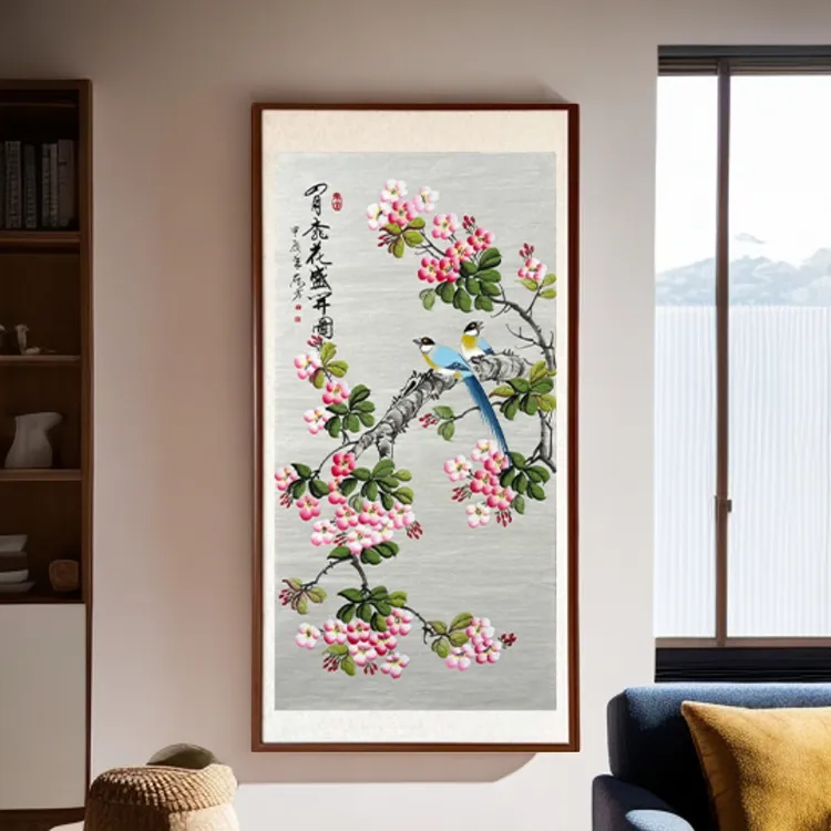 孙献良老师花鸟作品四月桃花盛开图花鸟画玄关客厅