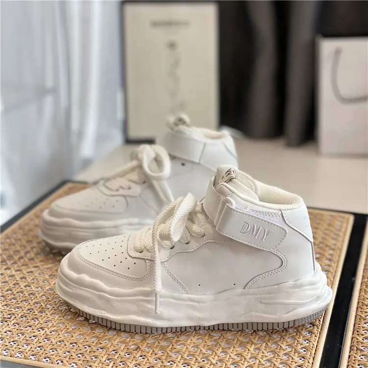 网红超火时尚高帮鞋女2025爆款溶解底百搭小白鞋厚底运动休闲板鞋