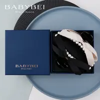 BABYBEI/初贝织织高亮珠超大号抓夹温柔时尚优雅法式黑色米色