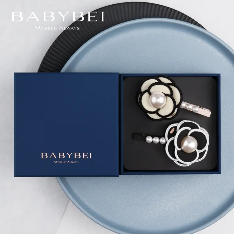 【专属价】BABYBEI/初贝茶茶高亮珠大号鸭嘴夹发夹高级法式山茶花