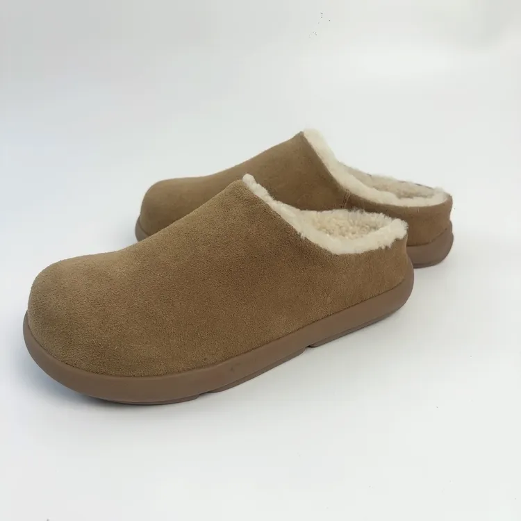 【UOO】2025冬季韩版加绒一脚蹬保暖真皮百搭休闲小土豆半包款拖鞋