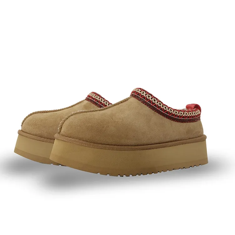 uoo【羊皮毛一体】民族风雪地靴短筒加厚懒人鞋一脚蹬厚底