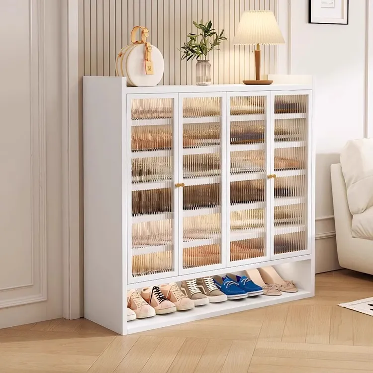 钢制鞋柜家用门口落地多层收纳入户玄关大容量对开门金属防尘鞋架