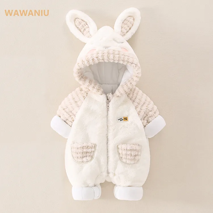 新生婴儿儿衣服加绒套装男孩冬季女宝宝连体衣外出抱衣毛毛衣冬装