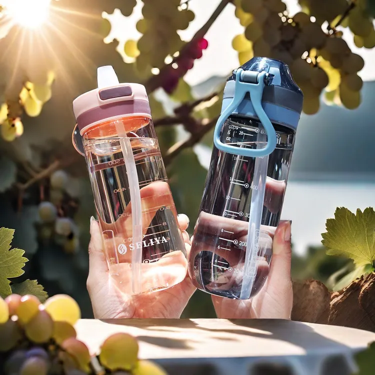 高颜值带吸管水杯孕产妇少女学生喝水瓶网红成人小孩塑料杯hdm商品图