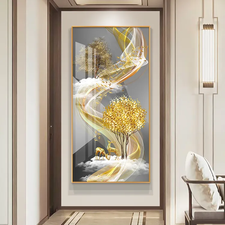轻奢入户玄关LED发光装饰画现代简约高级感高档墙壁画走廊过道