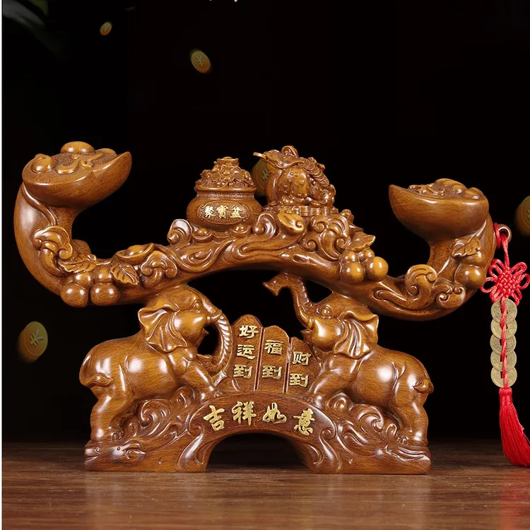 吉祥如意摆件新中式客厅玄关办公室如意大象新房装饰乔迁开业礼品