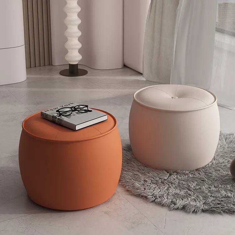 小凳子家用矮凳圆坐墩简约换鞋凳客厅沙发茶几方板凳南瓜实木皮凳