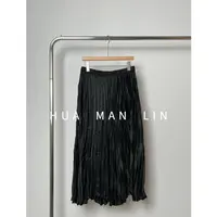 【花滿林】‘四季予你’定染色松紧腰压褶下摆不规则醋酸气质半裙5907