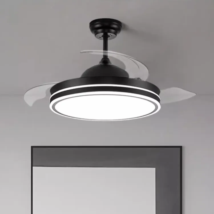 新款隐形风扇灯吊扇灯餐厅双色光源白光实用省电卧室一体电扇吊灯