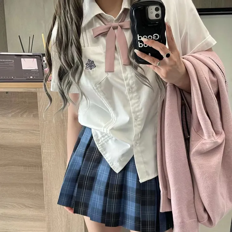 『雾沧海』校供显白百搭蓝格jk制服格裙短款日系学院风