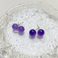 【星浩好物】s925银镶嵌紫水晶耳钉 QT15L256【多样性发一件】8mm
