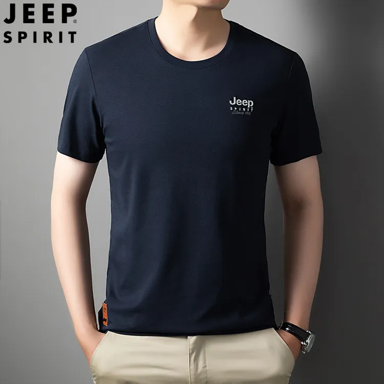 JEEPSPIRIT吉普短袖T恤男爸爸30-45岁时尚圆领宽松高级感