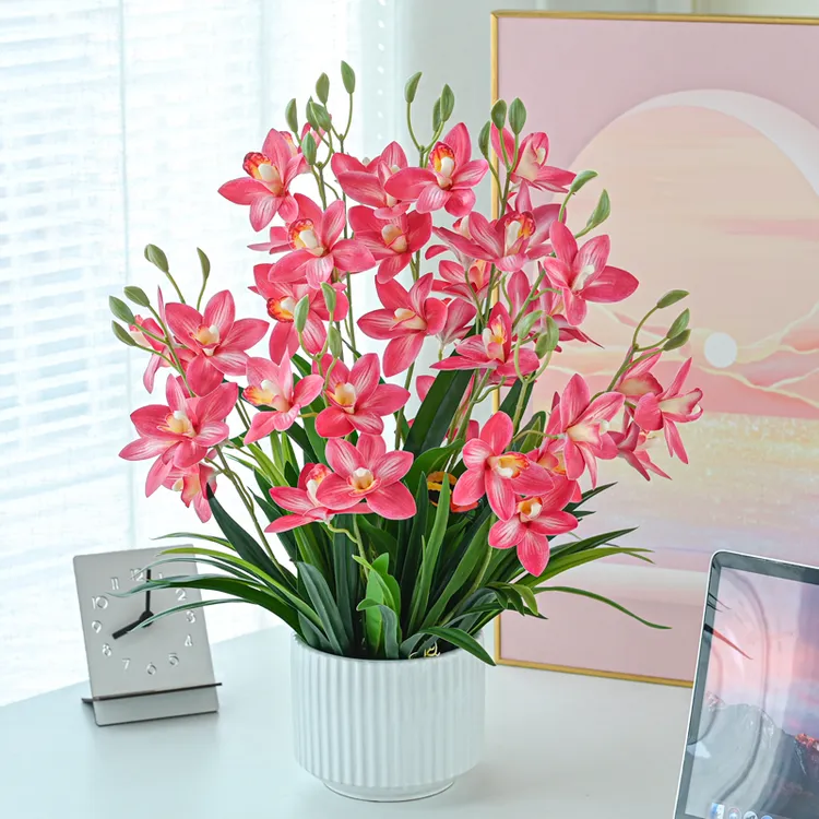 【蕙兰花】仿真花客厅办公室摆放花室内装饰 时尚假花插花花艺干花