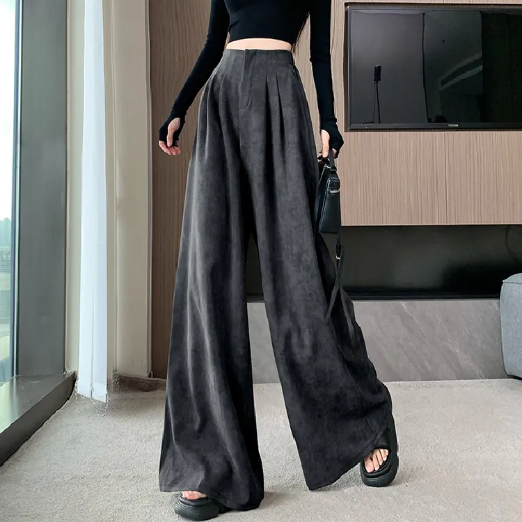 美式炸街辣妹风美拉德西装裤女秋冬新款加长高个子垂感拖地阔腿裤