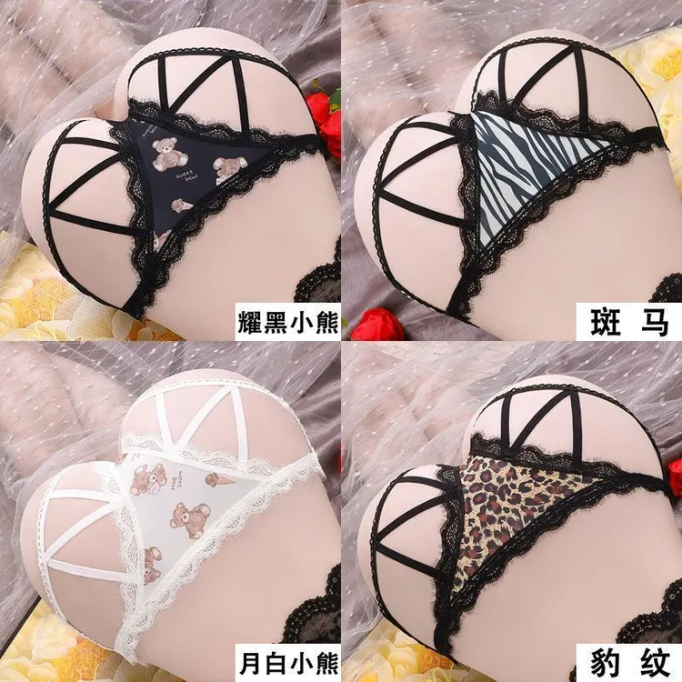 性感内裤女透气拟菌棉裆纯欲低腰蕾丝镂空诱惑三角裤火辣胖mm大码