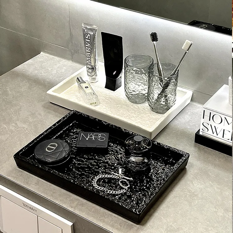 卫生间置物托盘轻奢陶瓷浴室化妆品酒店洗手间洗漱台面香薰收纳盘