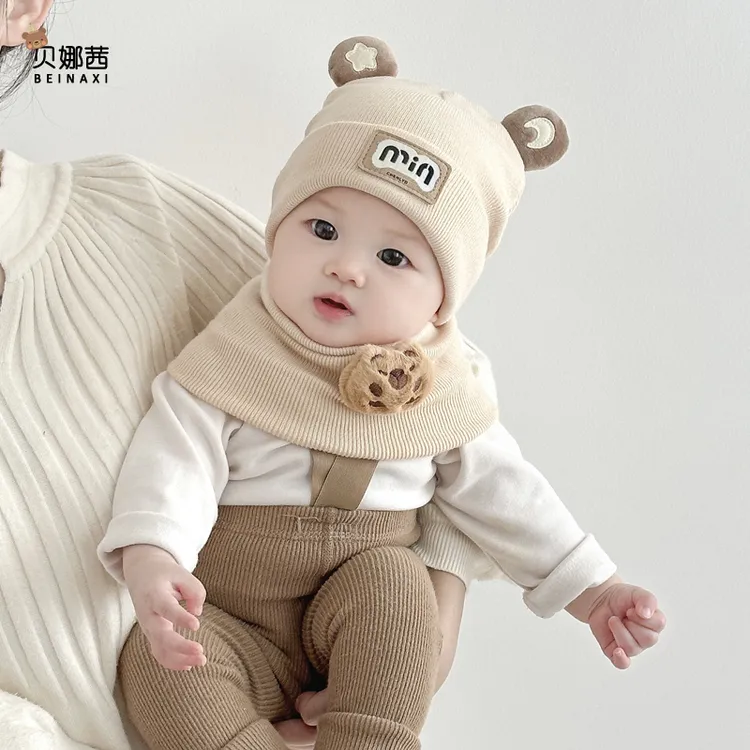 Beinaqian/贝娜茜婴儿帽子秋冬宝宝胎帽婴幼儿针织帽小月龄毛线帽