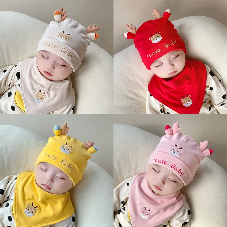 新生儿春秋款帽子女宝宝男可爱保暖卤门帽婴儿冬季加厚无骨胎帽