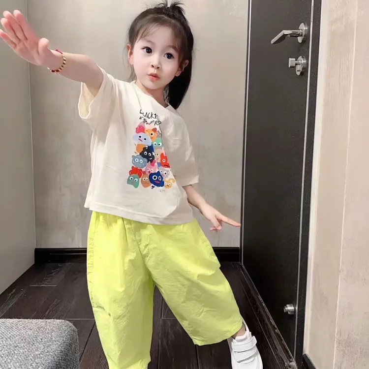 女童夏装套装2024新款洋气时髦儿童衣服小女孩宝宝短袖两件套夏季