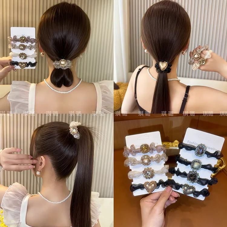 春夏新款网纱发圈高级感头绳女气质百搭扎头发绳网红马尾皮筋发饰商品图