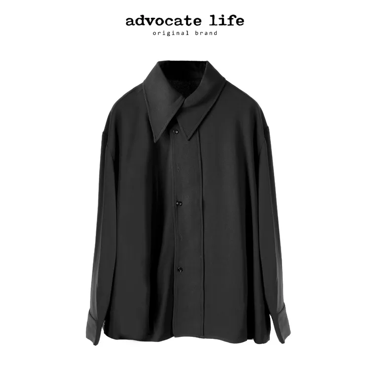 Advocatelife秋季新款老钱风衬衫翻领纽扣小众时尚百搭HQ321373